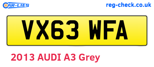 VX63WFA are the vehicle registration plates.