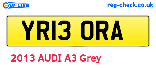 YR13ORA are the vehicle registration plates.