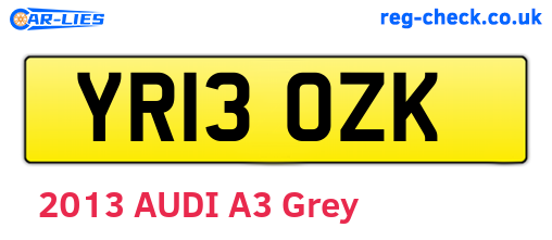 YR13OZK are the vehicle registration plates.