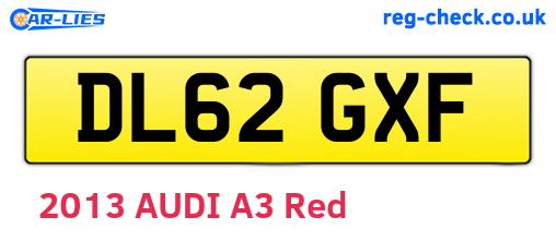 DL62GXF are the vehicle registration plates.