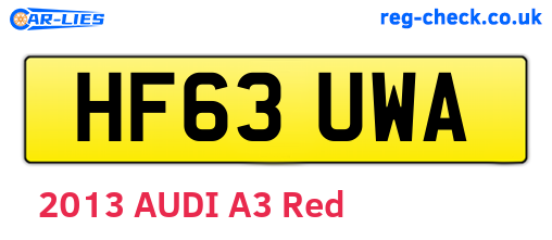 HF63UWA are the vehicle registration plates.