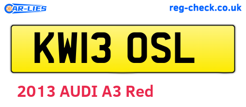 KW13OSL are the vehicle registration plates.
