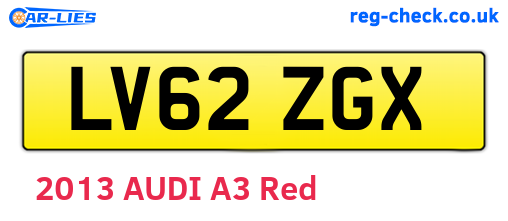LV62ZGX are the vehicle registration plates.
