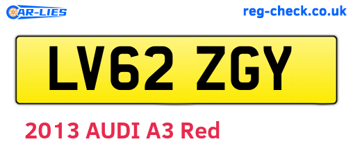 LV62ZGY are the vehicle registration plates.