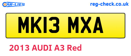 MK13MXA are the vehicle registration plates.