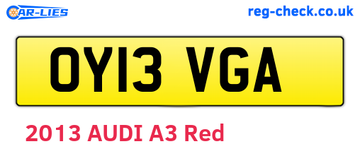 OY13VGA are the vehicle registration plates.