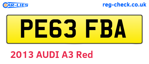 PE63FBA are the vehicle registration plates.