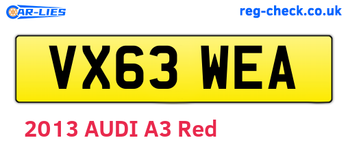 VX63WEA are the vehicle registration plates.