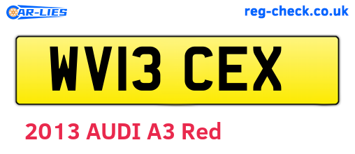 WV13CEX are the vehicle registration plates.