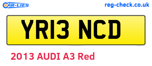 YR13NCD are the vehicle registration plates.
