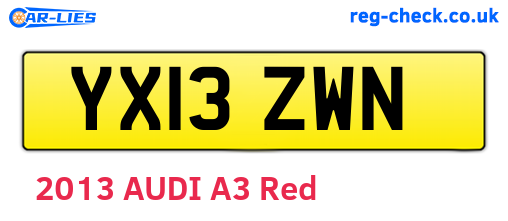 YX13ZWN are the vehicle registration plates.