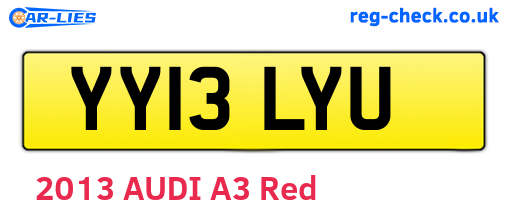 YY13LYU are the vehicle registration plates.
