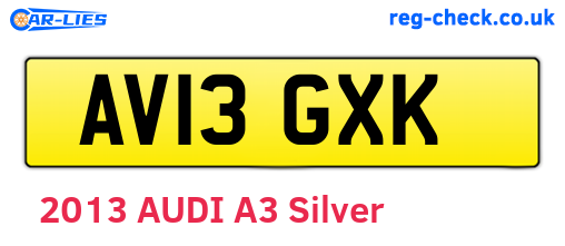 AV13GXK are the vehicle registration plates.