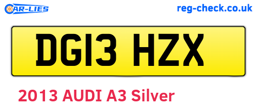 DG13HZX are the vehicle registration plates.