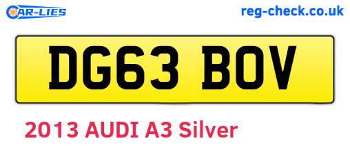 DG63BOV are the vehicle registration plates.