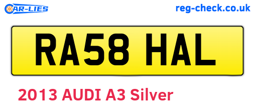 RA58HAL are the vehicle registration plates.