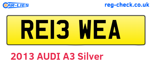 RE13WEA are the vehicle registration plates.