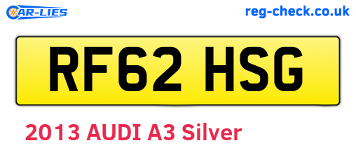 RF62HSG are the vehicle registration plates.