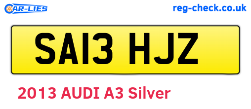 SA13HJZ are the vehicle registration plates.