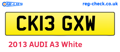 CK13GXW are the vehicle registration plates.