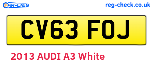 CV63FOJ are the vehicle registration plates.