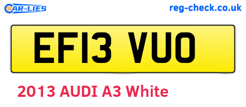EF13VUO are the vehicle registration plates.