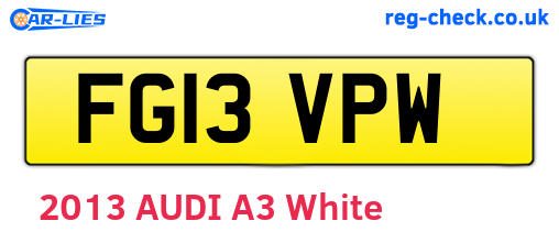 FG13VPW are the vehicle registration plates.