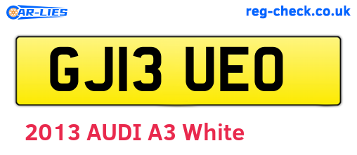 GJ13UEO are the vehicle registration plates.