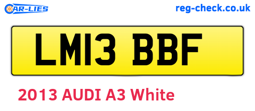 LM13BBF are the vehicle registration plates.