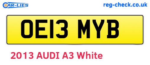 OE13MYB are the vehicle registration plates.