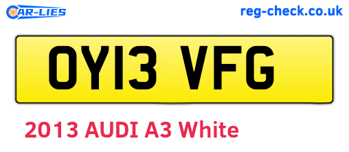 OY13VFG are the vehicle registration plates.