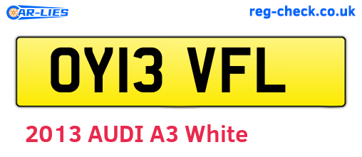 OY13VFL are the vehicle registration plates.