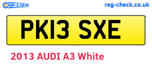 PK13SXE are the vehicle registration plates.