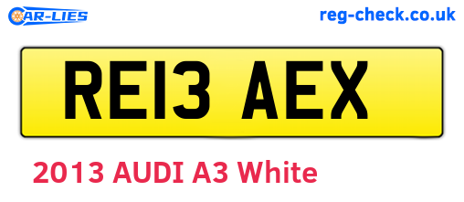 RE13AEX are the vehicle registration plates.