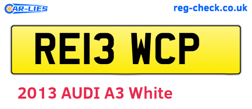 RE13WCP are the vehicle registration plates.