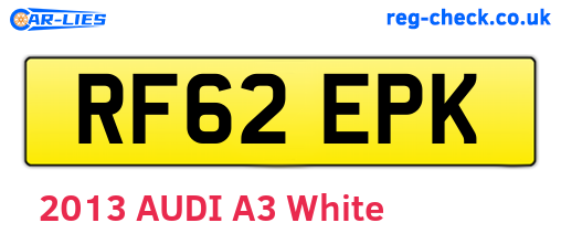 RF62EPK are the vehicle registration plates.