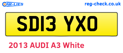 SD13YXO are the vehicle registration plates.