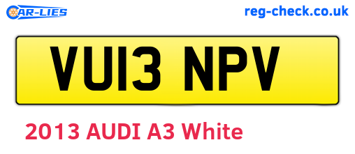 VU13NPV are the vehicle registration plates.