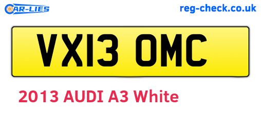 VX13OMC are the vehicle registration plates.