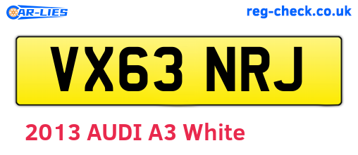 VX63NRJ are the vehicle registration plates.