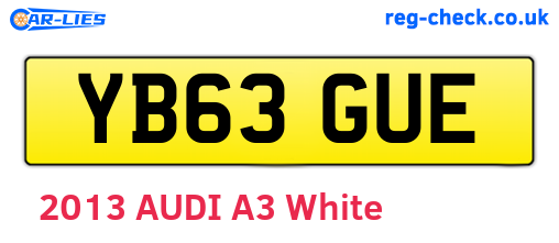 YB63GUE are the vehicle registration plates.