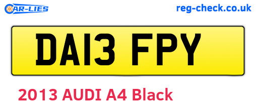 DA13FPY are the vehicle registration plates.