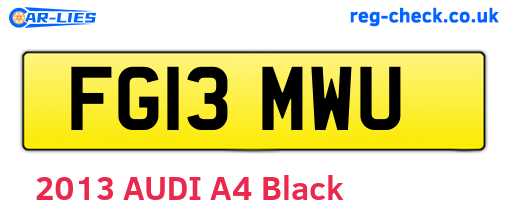 FG13MWU are the vehicle registration plates.