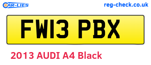 FW13PBX are the vehicle registration plates.