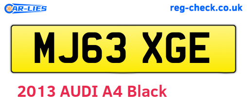 MJ63XGE are the vehicle registration plates.