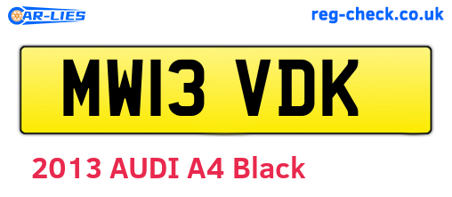MW13VDK are the vehicle registration plates.