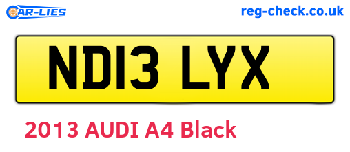 ND13LYX are the vehicle registration plates.