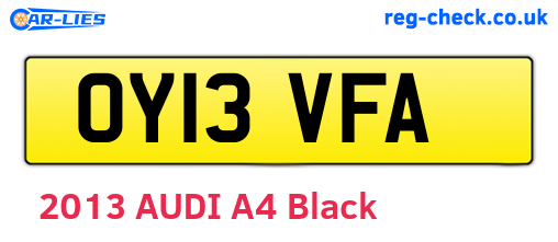 OY13VFA are the vehicle registration plates.