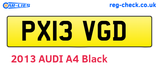 PX13VGD are the vehicle registration plates.