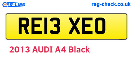 RE13XEO are the vehicle registration plates.